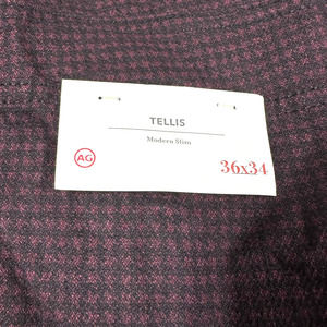 AG Adriano Goldschmied Tellis Modern Slim Maroon Gingham Print Men Pant 36 x 34